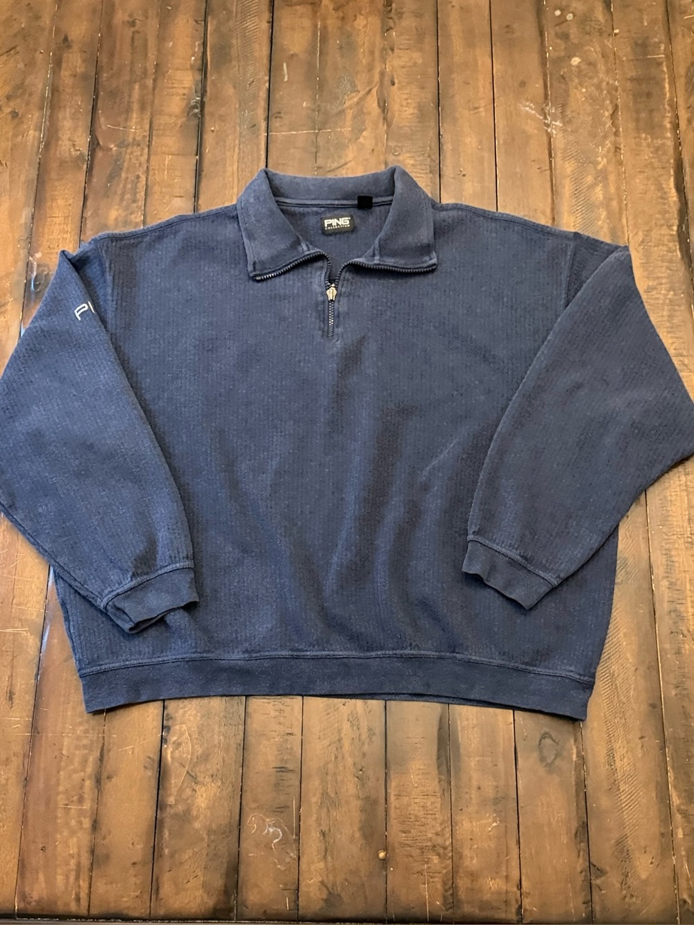 Vintage PING Collection Navy Ribbed Quarter Zip Pullover Men's XL Golf